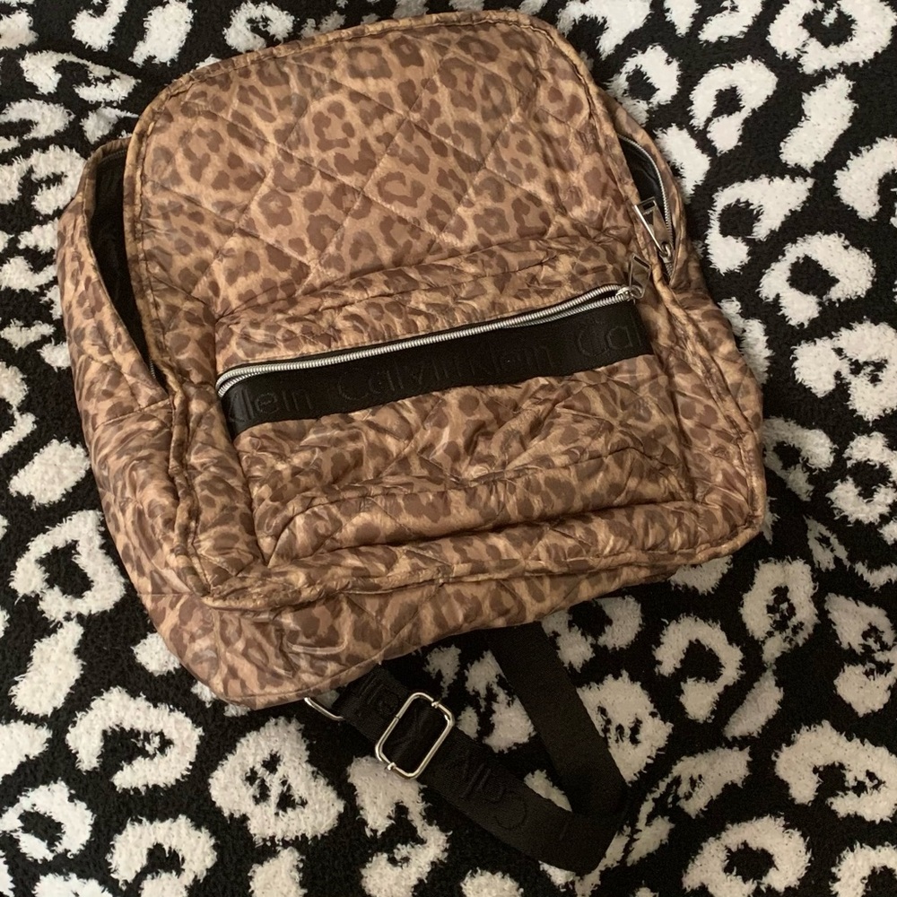 Calvin Klein Leopard Print Nylon Backpack